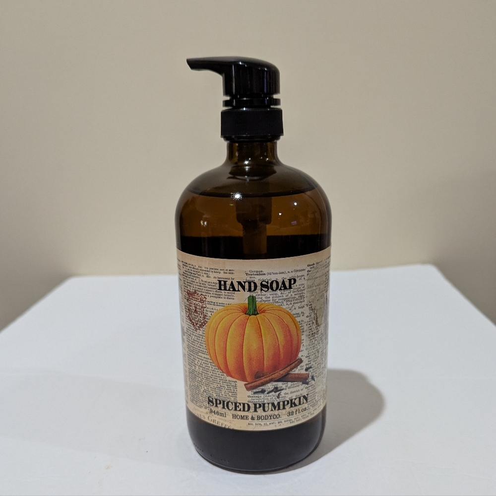 NEW Spiced Pumpkin Hand Soap - Brown Glass Bottle. 32 Oz